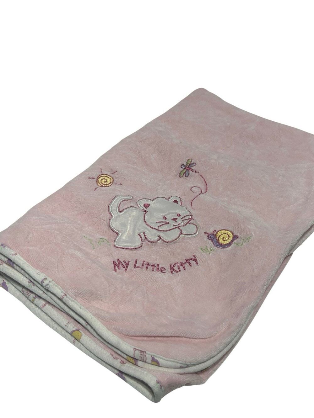 HW Carter & Sons “My Little Kitty” Puppy Snail Pink Baby Blanket